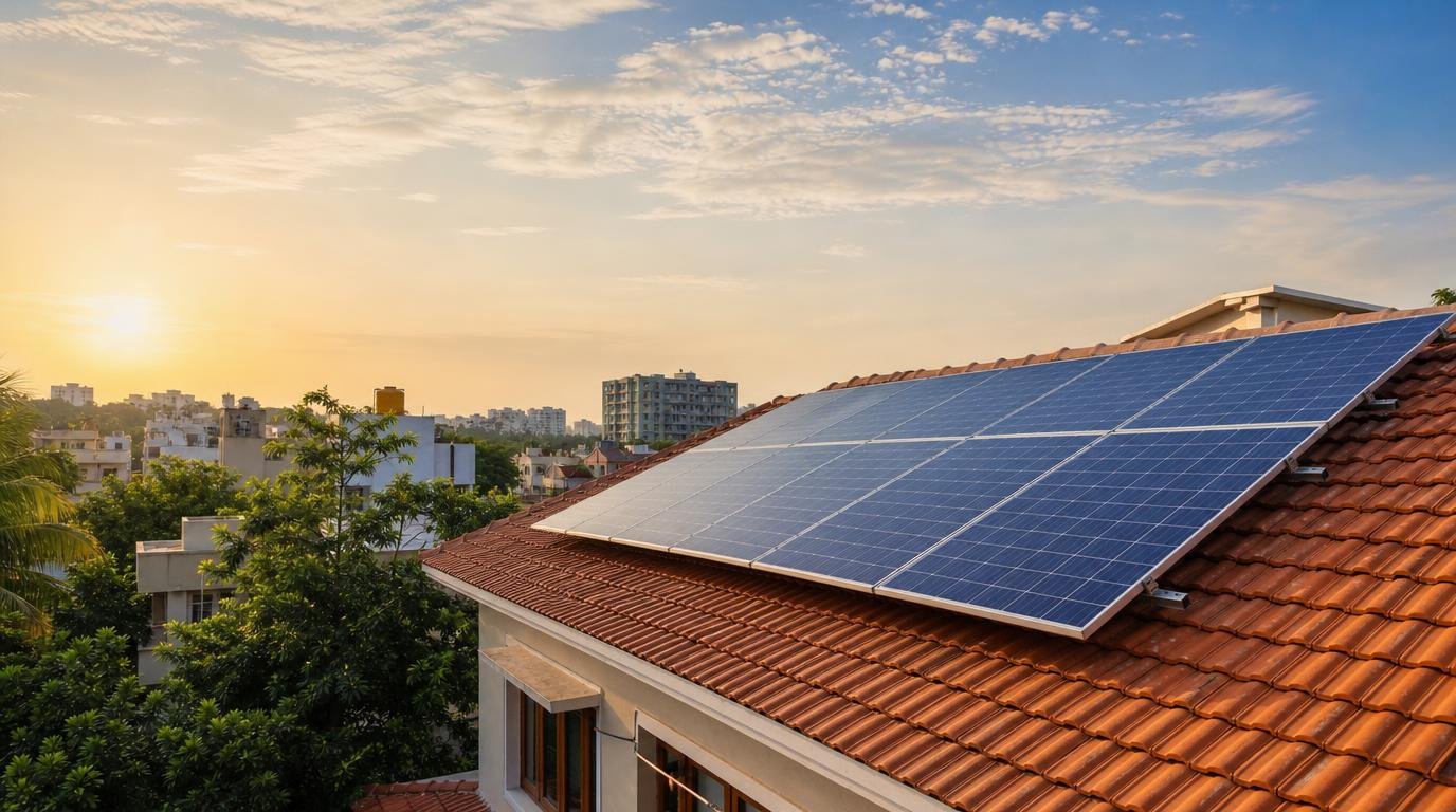 On-grid residential rooftop solar system in Bangalore