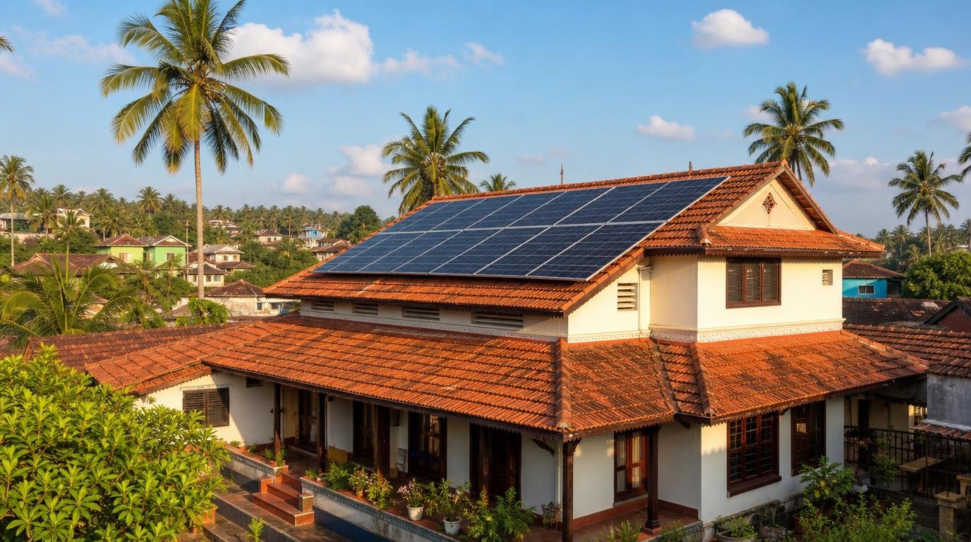 Residential rooftop solar installation in Kerala